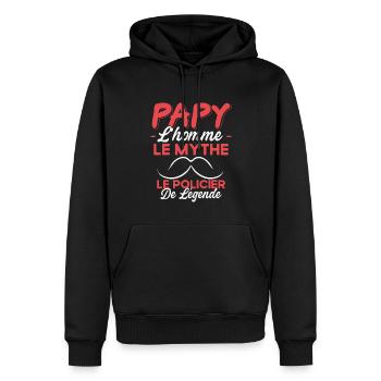 Papy Le Policier De Légende Cadeau Humour - Sweat à capuche Premium bio Homme - noir - Devant - Nico (187cm)