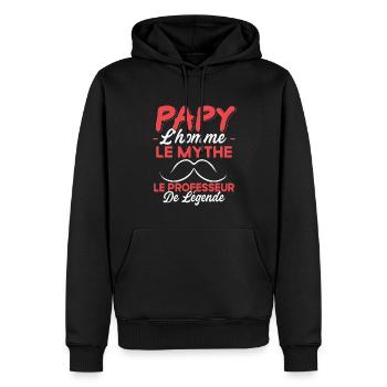 Papy Le Prof De Légende Cadeau Humour - Sweat à capuche Premium bio Homme - noir - Devant - Nico (187cm)