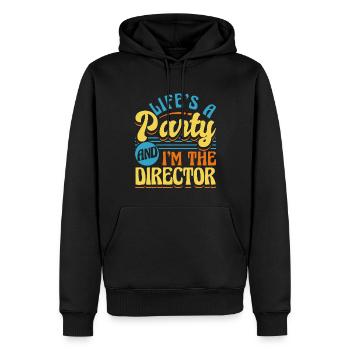 Funny Activity Director Life's A - Männer Premium Bio Hoodie - Schwarz - Vorne - Nico (187cm)
