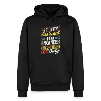 Funny Activity Assistant - Männer Premium Bio Hoodie - Schwarz - Vorne - Nico (187cm)