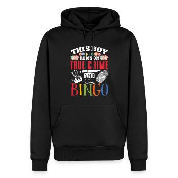 This Boy Runs On True Crime And - Männer Premium Bio Hoodie - Schwarz - Vorne - Nico (187cm)