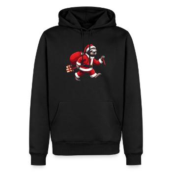 Festliches Faultier Weihnachtsmann Weihnachten Weihnachten Urlaub Lustig - Männer Premium Bio Hoodie - Schwarz - Vorne - Nico (187cm)