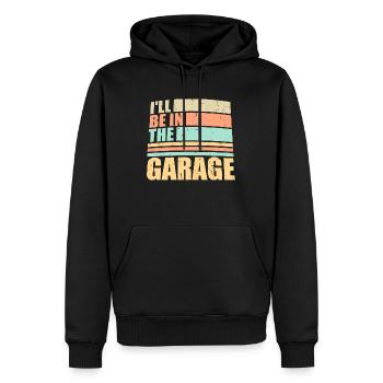 Je serai dans le garage blague drôle de mécanicien de voiture - Sweat à capuche Premium bio Homme - noir - Devant - Nico (187cm)
