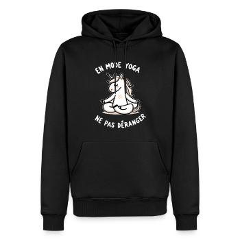 Licorne Yogi Cool - Cadeau En Mode Yoga Méditation - Sweat à capuche Premium bio Homme - noir - Devant - Nico (187cm)