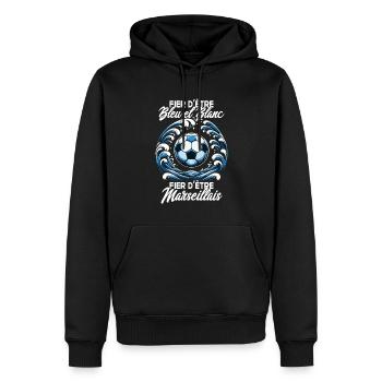 Marseille Supporter Humour Foot Cadeau Supporter - Sweat à capuche Premium bio Homme - noir - Devant - Nico (187cm)