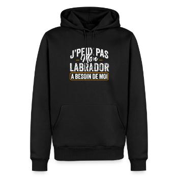 J'Peux Pas Mon Labrador A Besoin De Moi - Sweat à capuche Premium bio Homme - noir - Devant - Nico (187cm)