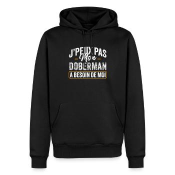 J'Peux Pas Mon Doberman A Besoin De Moi - Sweat à capuche Premium bio Homme - noir - Devant - Nico (187cm)