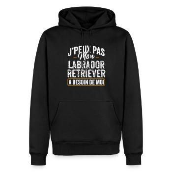 J'Peux Pas Mon Labrador Retriever A Besoin De Moi - Sweat à capuche Premium bio Homme - noir - Devant - Nico (187cm)