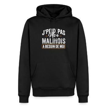 J'Peux Pas Mon Malinois A Besoin De Moi - Sweat à capuche Premium bio Homme - noir - Devant - Nico (187cm)