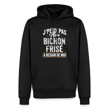 J'Peux Pas Mon Bichon Frisé A Besoin De Moi - Sweat à capuche Premium bio Homme - noir - Devant - Nico (187cm)