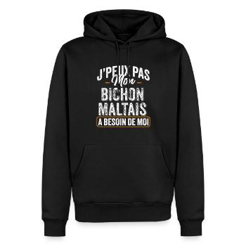 J'Peux Pas Mon Bichon Maltais A Besoin De Moi - Sweat à capuche Premium bio Homme - noir - Devant - Nico (187cm)