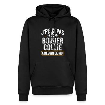J'Peux Pas Mon Border Collie A Besoin De Moi - Sweat à capuche Premium bio Homme - noir - Devant - Nico (187cm)