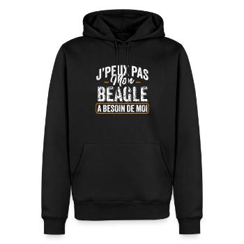 J'Peux Pas Mon Beagle A Besoin De Moi - Sweat à capuche Premium bio Homme - noir - Devant - Nico (187cm)
