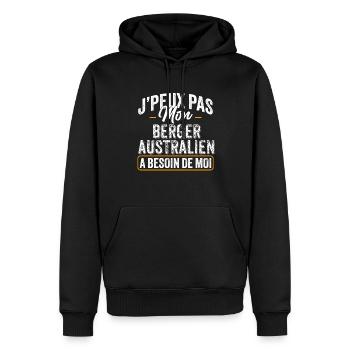 J'Peux Pas Mon Berger Australien A Besoin De Moi - Sweat à capuche Premium bio Homme - noir - Devant - Nico (187cm)