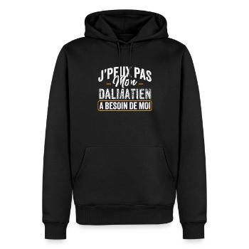 J'Peux Pas Mon Dalmatien A Besoin De Moi - Sweat à capuche Premium bio Homme - noir - Devant - Nico (187cm)