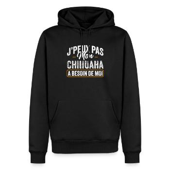 J'Peux Pas Mon Chihuahua A Besoin De Moi - Sweat à capuche Premium bio Homme - noir - Devant - Nico (187cm)
