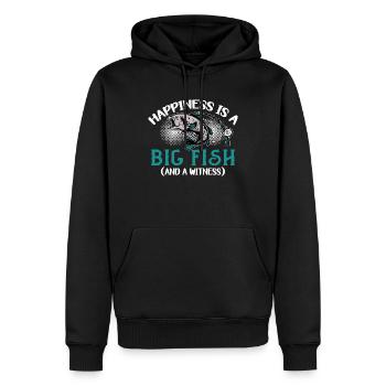 Angler Angeln Geschenkidee Happiness Is A Big Fish - Männer Premium Bio Hoodie - Schwarz - Vorne - Nico (187cm)