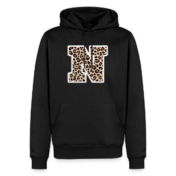 lettre N motif léopard -idée cadeau d’anniversaire - Sweat à capuche Premium bio Homme - noir - Devant - Nico (187cm)