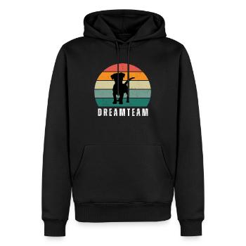 Dreamteam kleiner Hund - Männer Premium Bio Hoodie - Schwarz - Vorne - Nico (187cm)