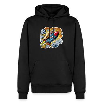 The flying ape - Männer Premium Bio Hoodie - Schwarz - Vorne - Nico (187cm)