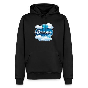 rêver - rêveur - rêveuse - rêve - rêverie - Sweat à capuche Premium bio Homme - noir - Devant - Nico (187cm)