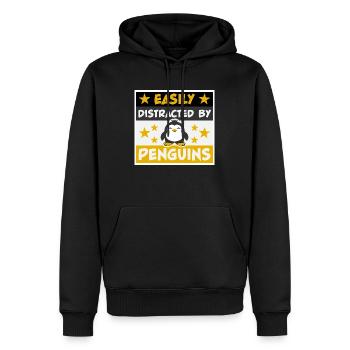 Facilement distrait par les pingouins Drôle Mignon Pingouin - Sweat à capuche Premium bio Homme - noir - Devant - Nico (187cm)