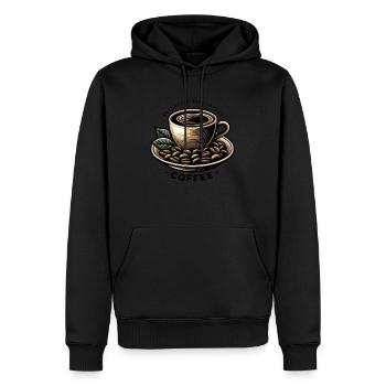 Coffee Lover's - Men’s Premium Organic Hoodie - black - Front - Nico (187cm)