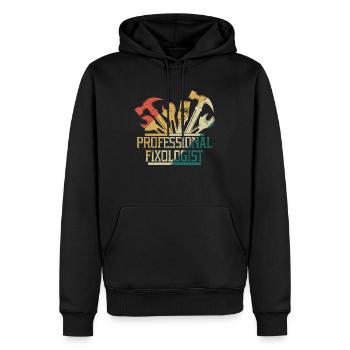 Métier de charpentier - Fixologue professionnel chez Wor - Sweat à capuche Premium bio Homme - noir - Devant - Nico (187cm)