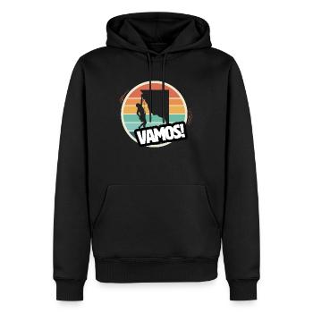 Vamos escalade rétro - Sweat à capuche Premium bio Homme - noir - Devant - Nico (187cm)