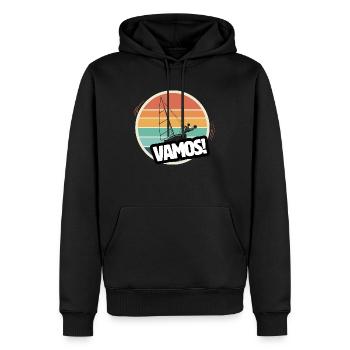 Vamos Retro Schleier - Männer Premium Bio Hoodie - Schwarz - Vorne - Nico (187cm)