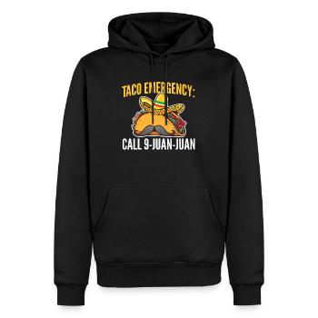 Taco Emergency - Call 9-Juan-Juan - Taco Lover - Men’s Premium Organic Hoodie - black - Front - Nico (187cm)