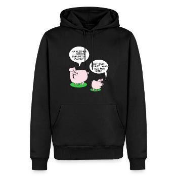 Ist Wurst | Schweine, lustige Sprüche, Fleisch - Männer Premium Bio Hoodie - Schwarz - Vorne - Nico (187cm)