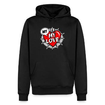 MY LOVE 2025 T-shirt gift for her - Sweat à capuche Premium bio Homme - noir - Devant - Nico (187cm)