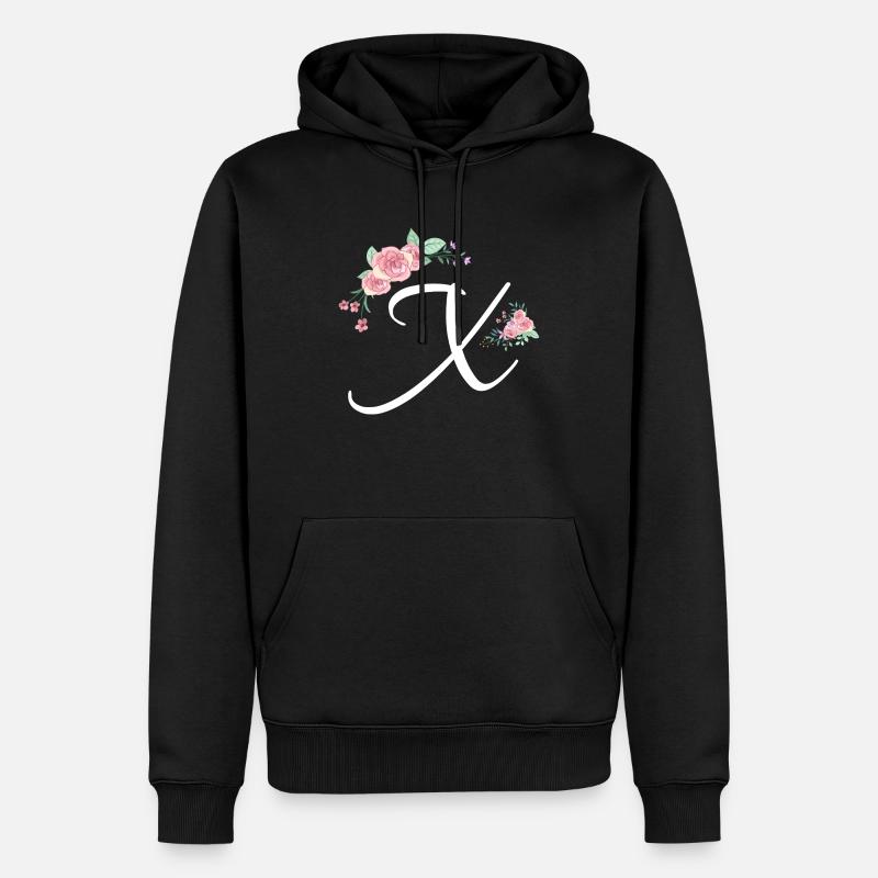 Lettre x fleurs - Sweat à capuche Premium bio Homme - noir