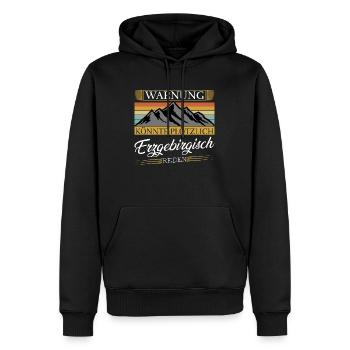Erzgebirge warnung - Männer Premium Bio Hoodie - Schwarz - Vorne - Nico (187cm)