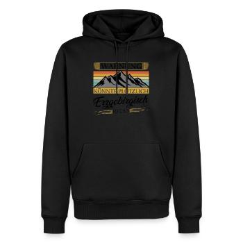 Erzgebirge warnung - Männer Premium Bio Hoodie - Schwarz - Vorne - Nico (187cm)
