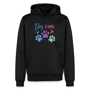 Hundeliebhaber - Hundepfote - Männer Premium Bio Hoodie - Schwarz - Vorne - Nico (187cm)