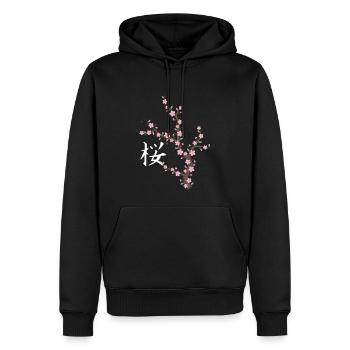 Fleur de cerisier japonais Kawaii - Sweat à capuche Premium bio Homme - noir - Devant - Nico (187cm)