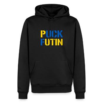 Puck Futin - Ukraine Poutine attaque l’Europe Démo - Sweat à capuche Premium bio Homme - noir - Devant - Nico (187cm)