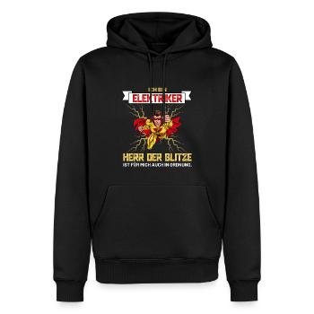 Elektriker Herr der Blitze Strom Elektrotechnik - Männer Premium Bio Hoodie - Schwarz - Vorne - Nico (187cm)