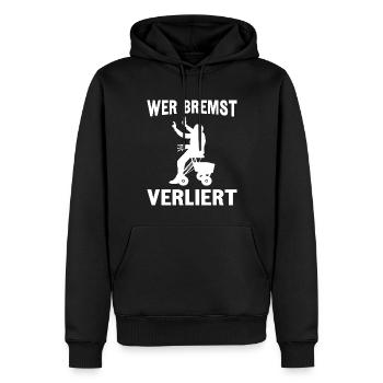 Wer bremst verliert Rollator elektrisch Gehwagen - Männer Premium Bio Hoodie - Schwarz - Vorne - Nico (187cm)