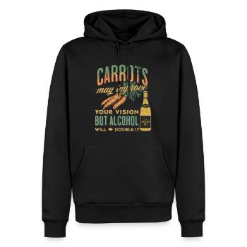 Carrots may improve Vision Alcohol will double it - Männer Premium Bio Hoodie - Schwarz - Vorne - Nico (187cm)