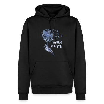 Faites un vœu pour une fleur de pissenlit - Sweat à capuche Premium bio Homme - noir - Devant - Nico (187cm)