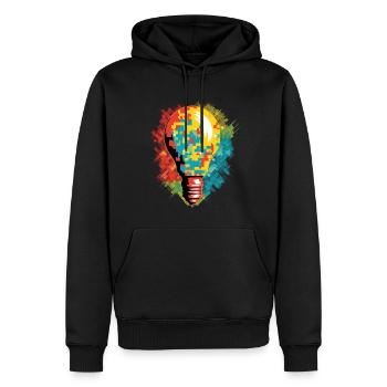 Ideen Fabrik, Innovation, Erfindung, Kreativ - Männer Premium Bio Hoodie - Schwarz - Vorne - Nico (187cm)