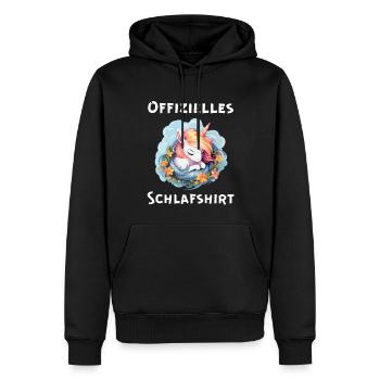 Offizielles Schlafshirt Einhorn Schlafen Müde - Männer Premium Bio Hoodie - Schwarz - Vorne - Nico (187cm)