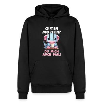 Axolotl Spruch Kaffee Morgenmuffel Langschläfer - Männer Premium Bio Hoodie - Schwarz - Vorne - Nico (187cm)