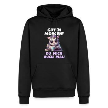 Lustiger Einhorn Spruch Kaffee Müde Langschläfer - Männer Premium Bio Hoodie - Schwarz - Vorne - Nico (187cm)