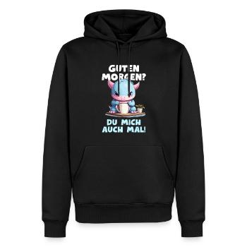 Lustiger Axolotl Spruch Guten Morgen Langschläfer - Männer Premium Bio Hoodie - Schwarz - Vorne - Nico (187cm)
