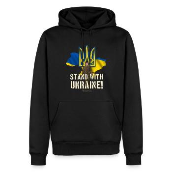 Ukraine Trident Zelensky se tient aux côtés de l’Ukraine - Sweat à capuche Premium bio Homme - noir - Devant - Nico (187cm)