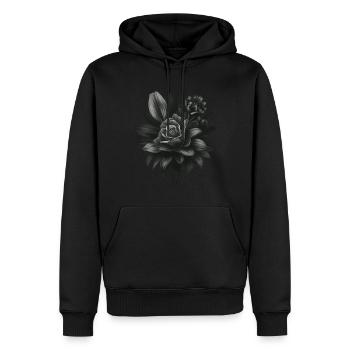 Black flower - Sweat à capuche Premium bio Homme - noir - Devant - Nico (187cm)